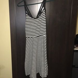 Black/white striped dress